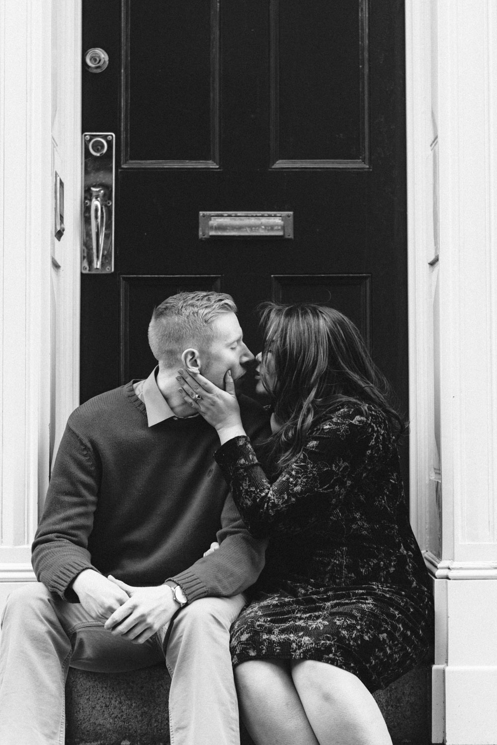 Andrea + Scott | Dog Lovers Beacon Hill Formal Spring Sunrise Creative Organic Romantic Engagement Session | Boston and New England Engagement Photography Black and White | Lorna Stell Photo