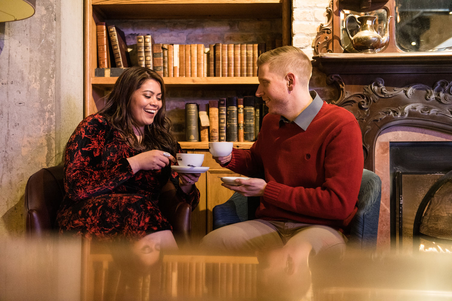 Andrea + Scott | Dog Lovers Cafe Coffee Shop Formal Spring Sunrise Creative Organic Romantic Engagement Session | Boston and New England Engagement Photography | Lorna Stell Photo