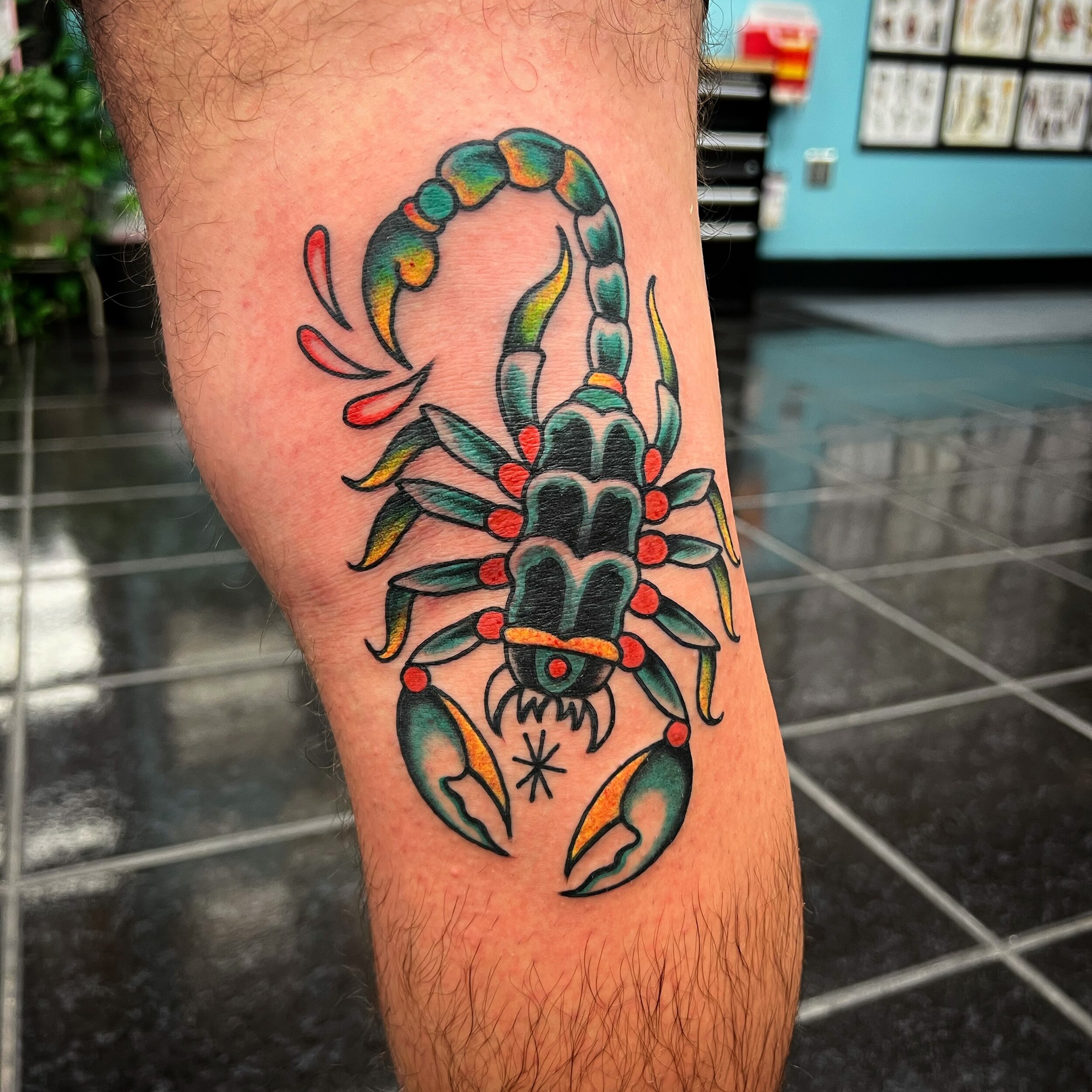 Scorpion from a couple weeks back, thanks for getting tattooed Jeremy! Walk Ins always welcome.  Tuesday - Saturday, Noon til we&rsquo;re done. @inksmithandrogers_mandarin