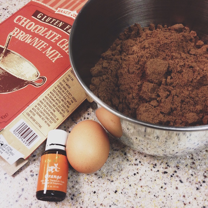A drop or two of orange oil in your brownie mix, because hello! Orange + chocolate.