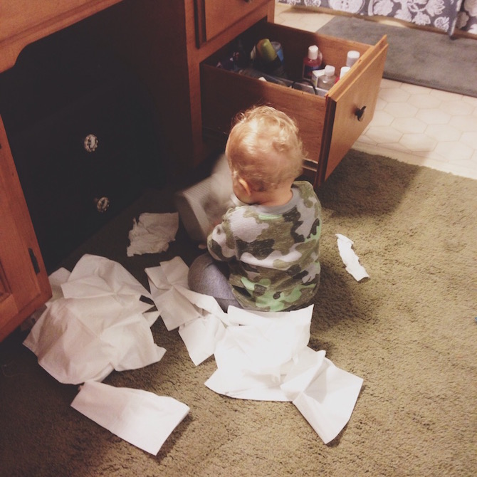 He found the box of tissues.....