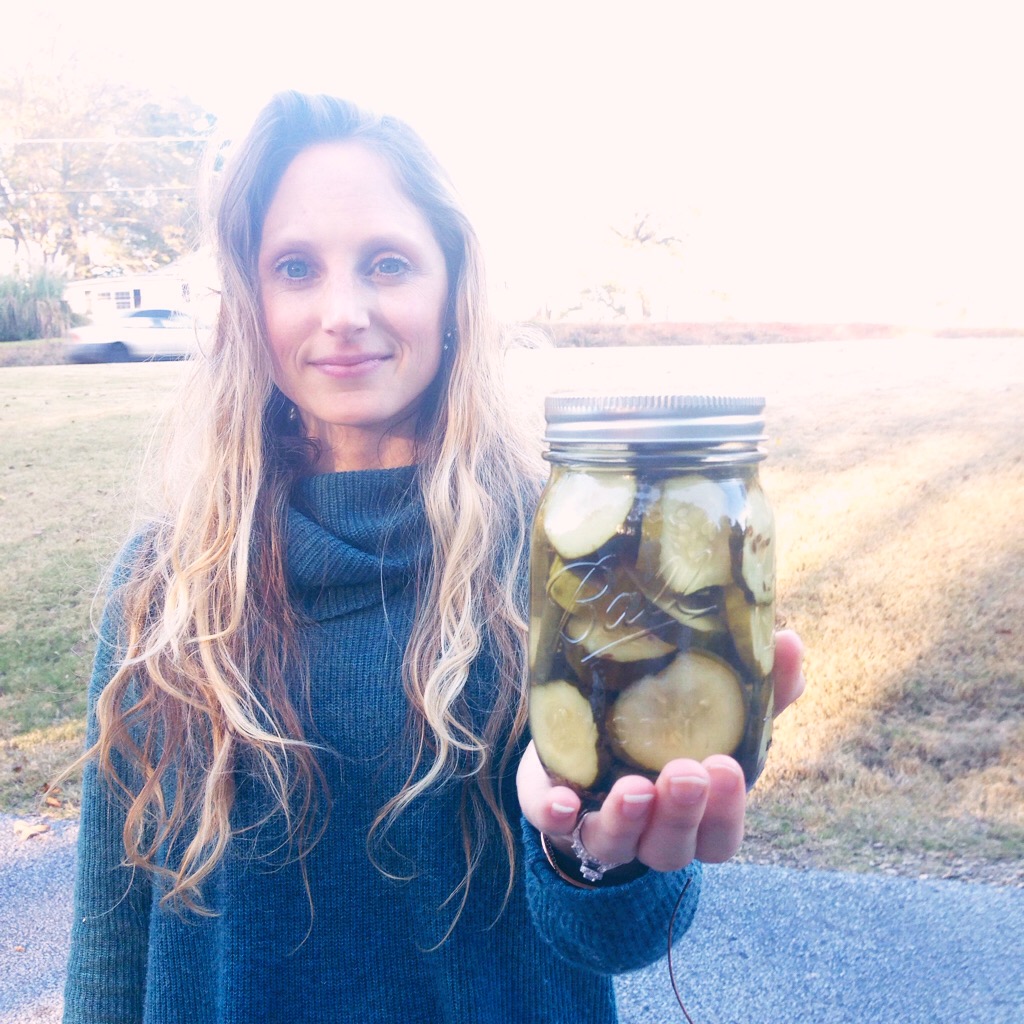 I snagged a jar of my mom's homemade pickles, so so good! 