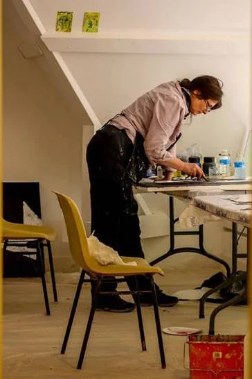 Work in the medieval chateau turned art studio 2016.jpg