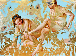 Angela Fraleigh, Carried by Voices, 2014, oil and 23kt gold leaf and alkyd on canvas.