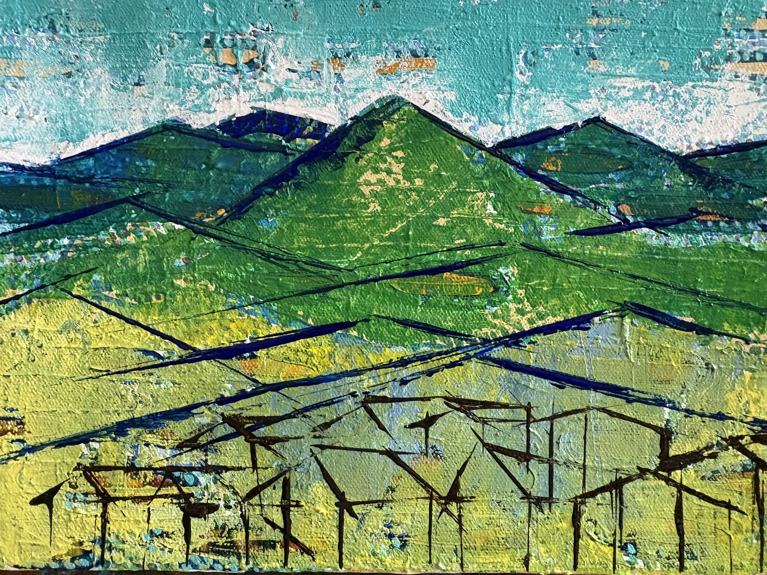 Maria Rizzo, The Village in the Mountains, 9x12x1", Acrylic on Gallery Wrap Canvas, 2026