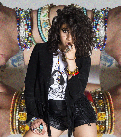 Lucie wearing a 'Tokahontas' top available at gwg.bigcartel.com