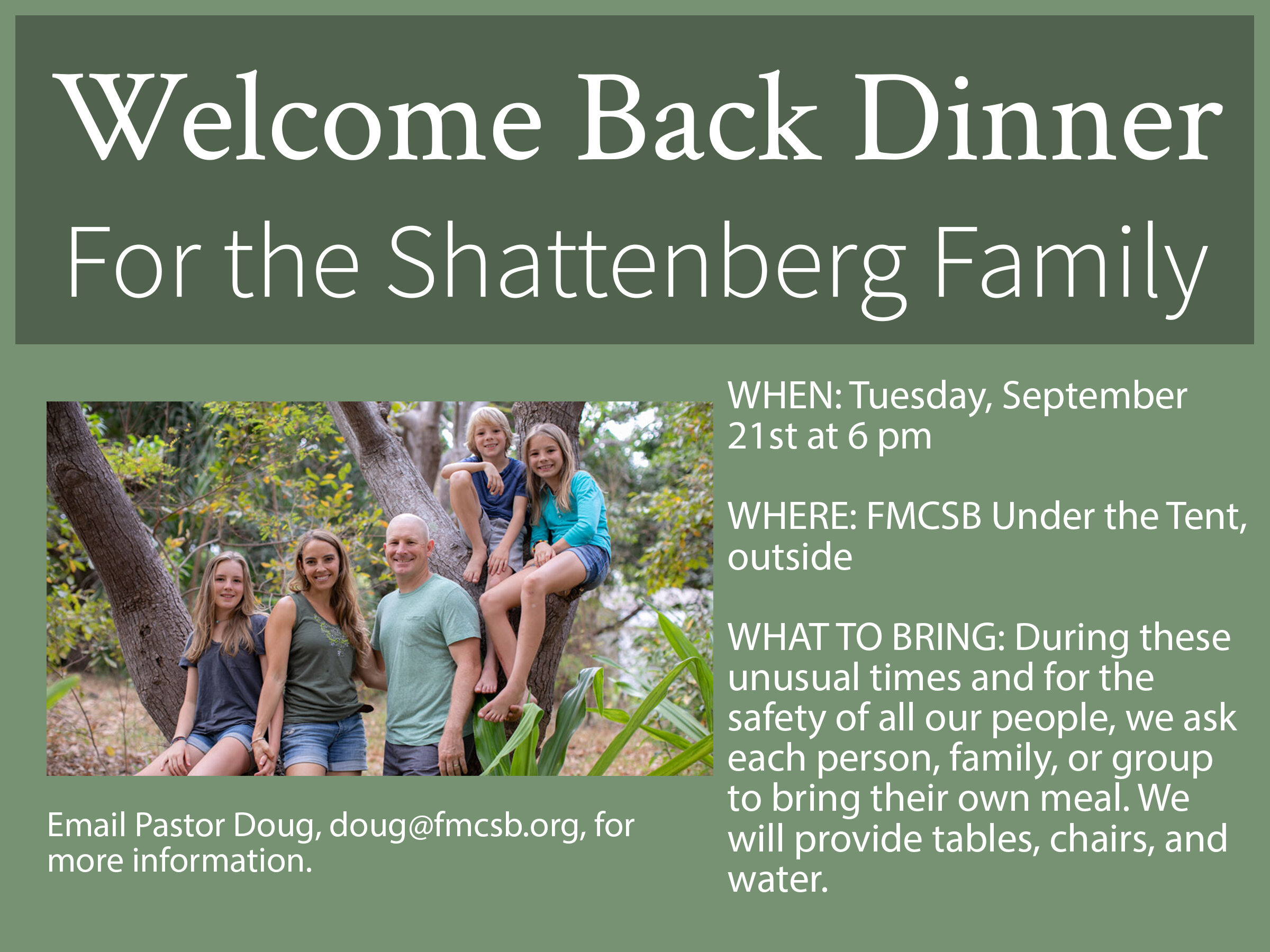 Welcome Dinner for Shattenberg Family