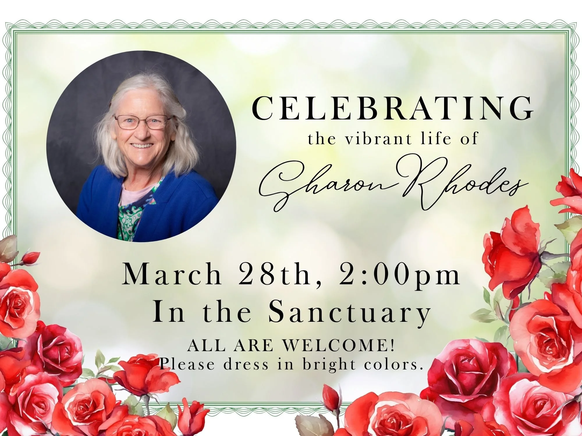 Service for Sharon Rhodes — Free Methodist Church of Santa Barbara