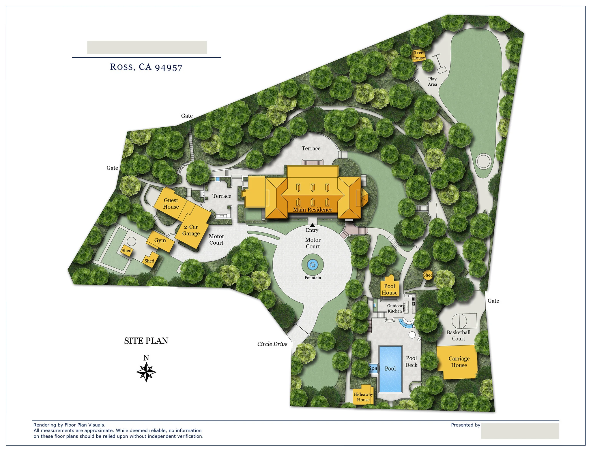  •&nbsp;  Location:  &nbsp;Ross, CA   •&nbsp;  Property Type:  &nbsp;Single Family Home   •&nbsp;  Order:  &nbsp;Custom Site Plan  w/ pool &amp; sports court   