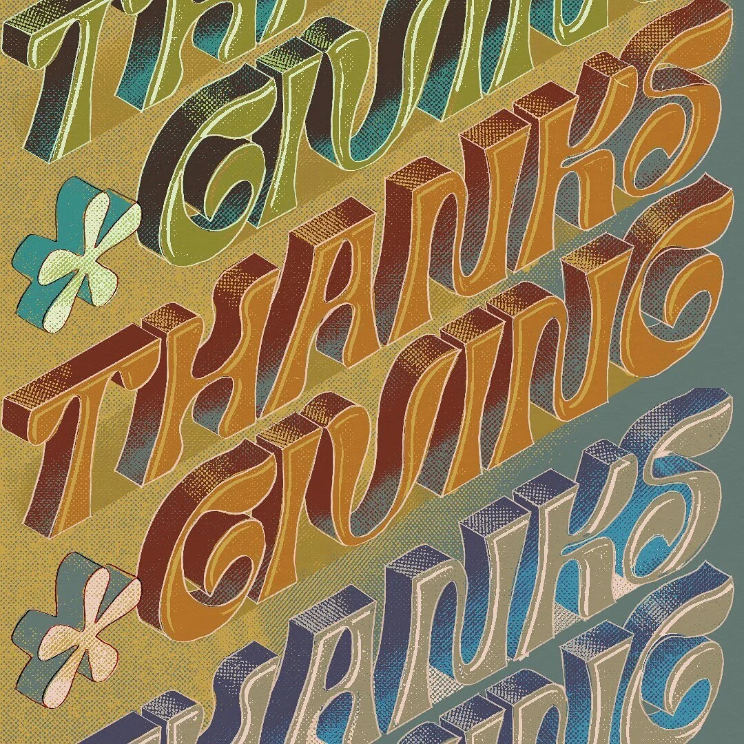 I use illustrator 3D font as an reference. Draw in procreate #procreate #thanksgiving #design