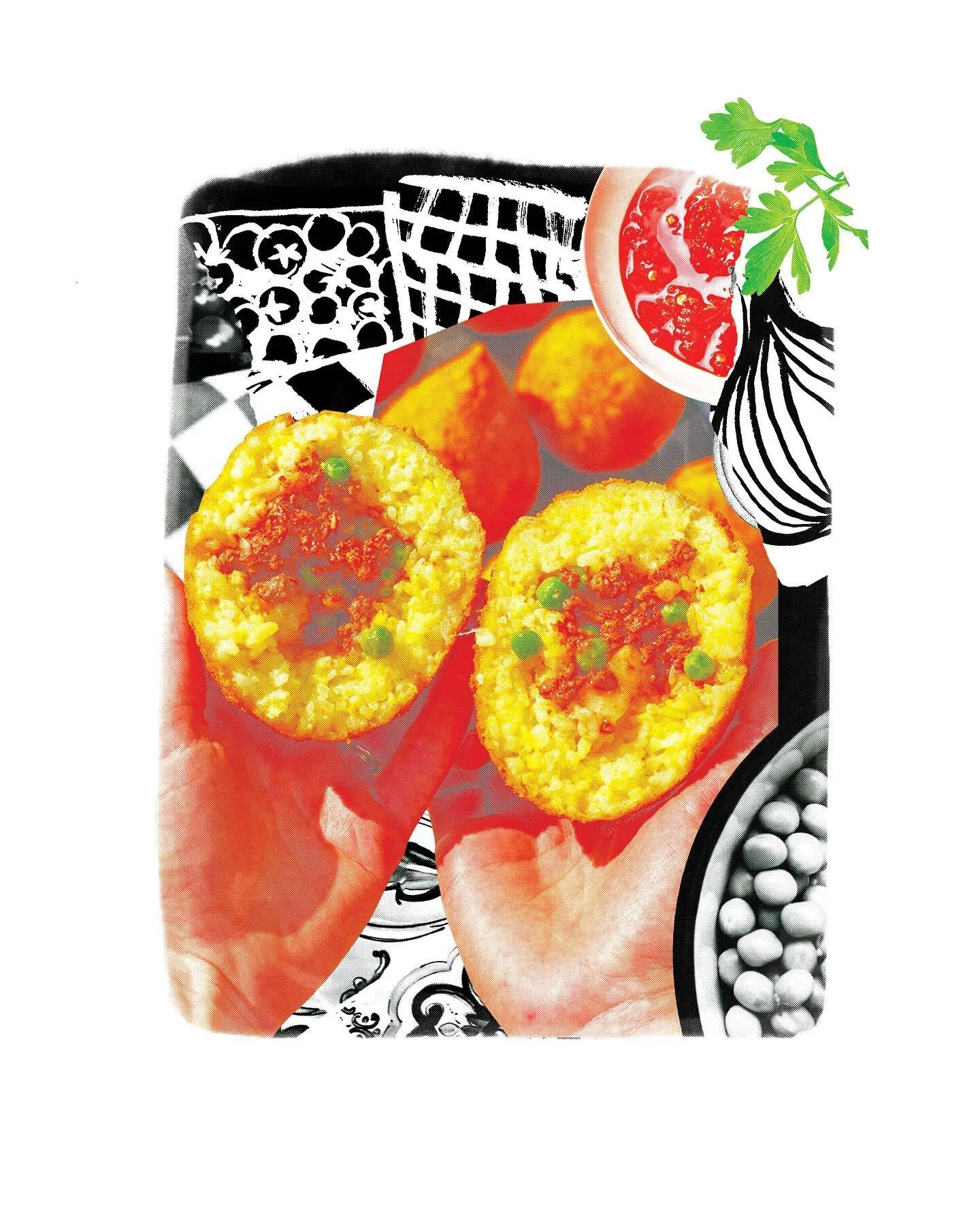 1:Arancini/e&mdash;- Sapori Siciliani 🇮🇹📙
.
.
.
.
.
#arancini #sicilia #sicilianfood #foodie #newyorkfood #littleitaly #foodillustration #foodart #foodartist #instafoodie #risography #zine #independentmagazine #riceball #italianfood #italianfoodpo