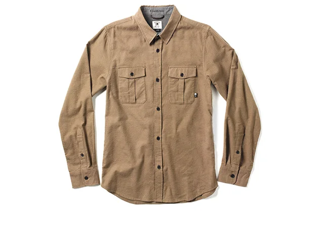  FOURSTAR® TRUJILLO SAFARI SHIRT -&nbsp;Cotton chamois safari shirt with pleated&nbsp;pockets and leather locker loop. Contrast interior&nbsp;panels.&nbsp;Tony Trujillo signature collection. (shown in Masonite) 