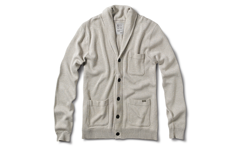  MATIX® SHAWSHANK SWEATER - Heavy cotton rib&nbsp;cardigan with a shawl collar and three pockets. 30L cat's-eye buttons and metal logo clamp. (Shown in Oatmeal) 