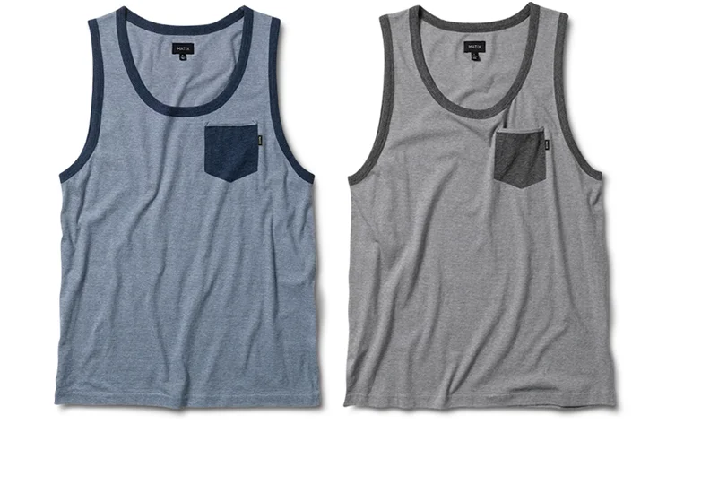  MATIX® GLENSTONE TANK - Mock twist&nbsp;cotton jersey with contrast pocket and pocket binding. (shown in Blue and Grey) &nbsp; 