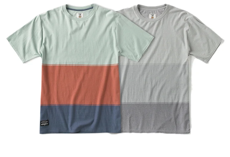  FOURSTAR® ISHOD CREW - Ishod Wair Signature Collection. 165 gram cotton jersey. *Reverse side of fabric is faced out.&nbsp;Engineered color-blocking and hip label.&nbsp;(shown in Pale Green and Grey) 