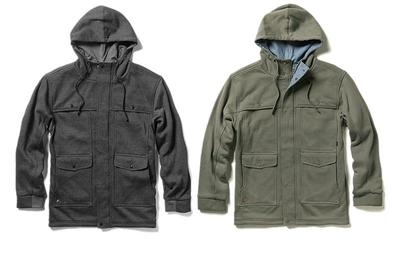  MATIX® TRANSPORTER HOOD - Brandon Biebel Signature Collection. Heavy fleece shell with CPO pocket scheme and chambray lining. Zip/Snap stormflap front closure. (shown in Charcoal and Olive) 