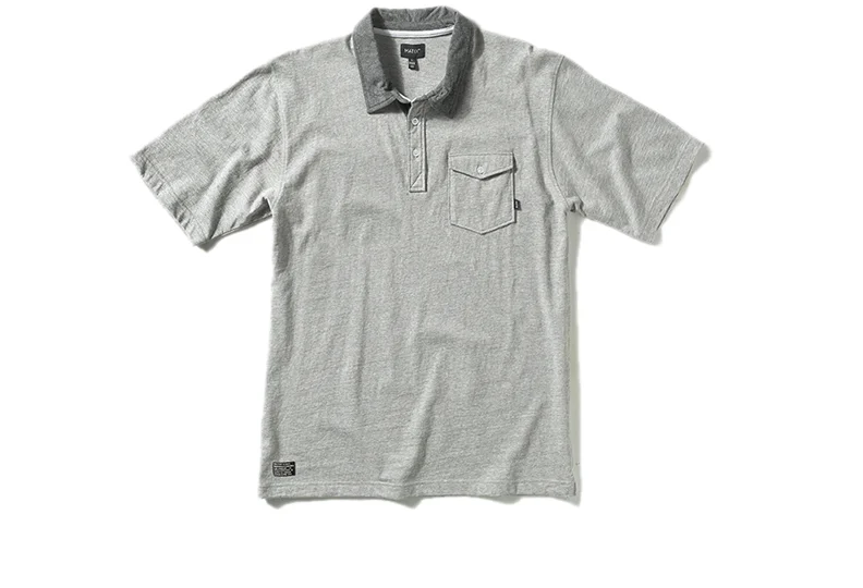  MATIX® UTILITY POLO - Medium-weight heathered cotton jersey polo with top-layer placket and&nbsp;flap pocket at chest. (Shown in Grey Heather) 