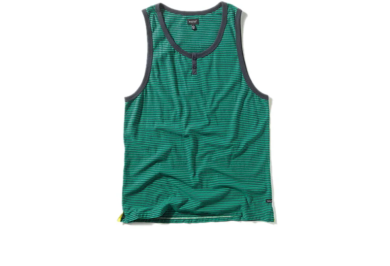  MATIX® STRATTON&nbsp;TANK&nbsp;- Micro-stripe jersey with two-button henley and yellow interior stitch. (shown in Kelly) 