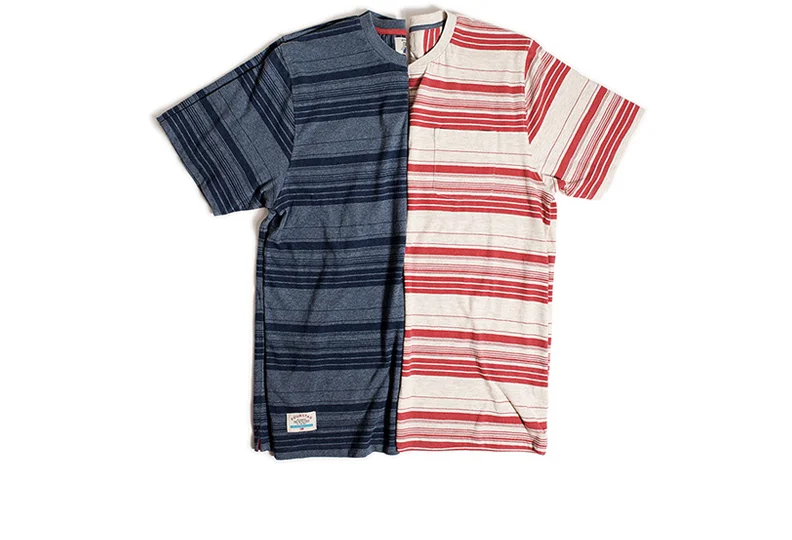  FOURSTAR® MALTO NOTCH-COLLAR - Sean Malto Signature Collection.&nbsp;Heathered jersey with custom stripe&nbsp;and chest pocket. Notch collar detail and contrast neck tape.&nbsp;(shown in Navy and Ecru) 