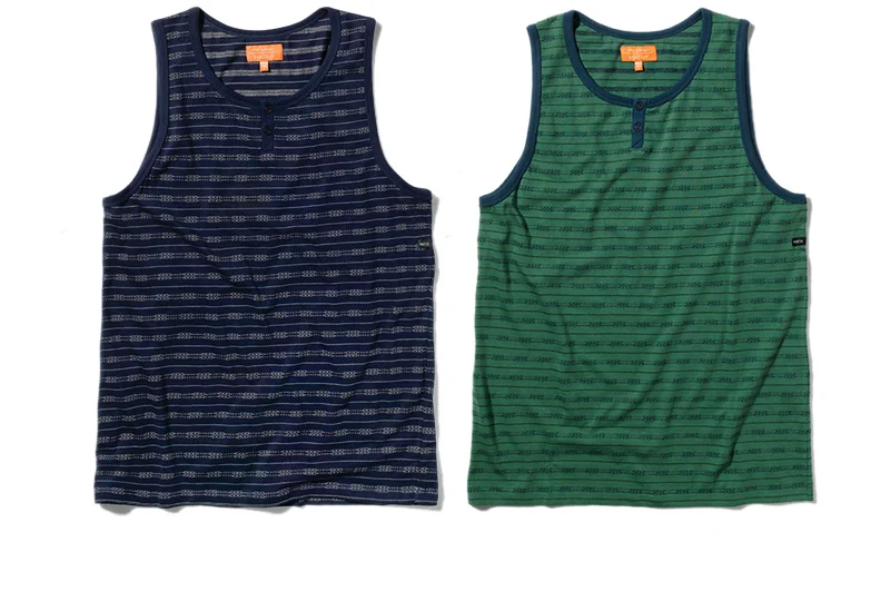 MATIX® KOMBYNE TANK&nbsp;- Marc Johnson Signature Collection.&nbsp;Jacquard knit jersey with&nbsp;two-button henley. (shown in Kelly and Navy) 