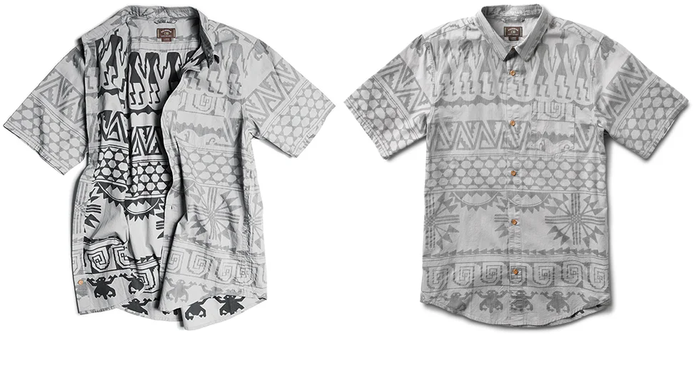  FOURSTAR® KENNEDY S/S&nbsp;-&nbsp;Cory Kennedy Signature Collection. Reverse-printed cotton plain weave with wooden buttons and monogram embroideries. (shown in Grey) 