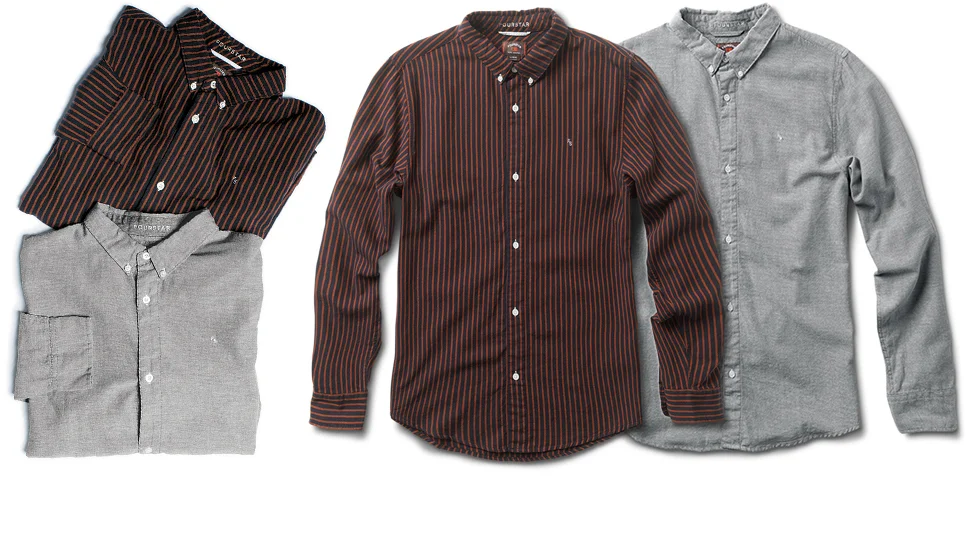  FOURSTAR® KOSTON OXFORD L/S -&nbsp;Eric Koston signature collection. Brushed cotton oxford in solid and vertical pin. Roll-up sleeves and monogram embroideries. (shown in Midnight Pin and Grey) 