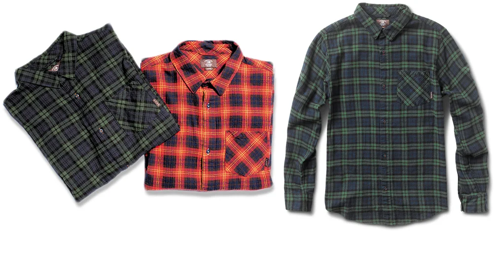  FOURSTAR® PETERBILT FLANNEL - Herringbone flannel with custom tartan plaid and bias pocket. (shown in&nbsp;Cherry and Navy)&nbsp; 