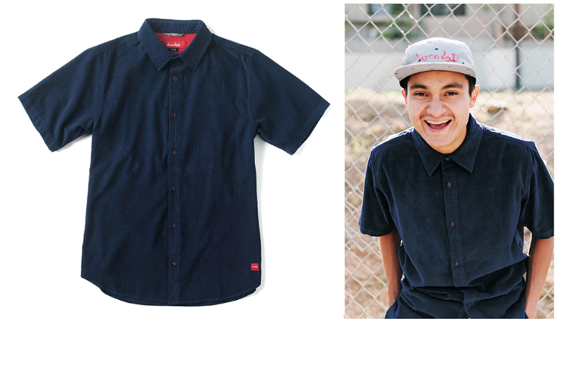  CHOCOLATE SKATEBOARDS® GENERATOR S/S - 20th Anniversary Collection. Thin-wale cord with contrast buttonholes and contrast interior shoulder yoke. (shown in Navy) [o] Ben Colen 