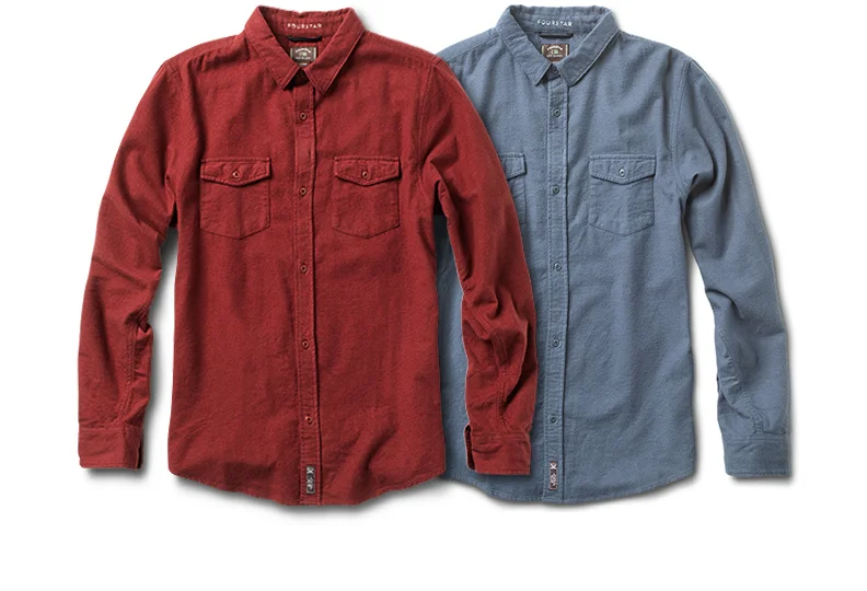  FOURSTAR® KENNEDY WOODSMAN - Cory Kennedy Signature Collection. Heavy cotton chamois field shirt with double flap pockets. (shown in Cranberry and Thundercloud) 