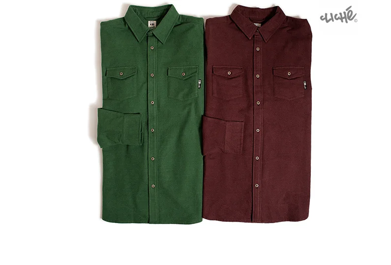  FOURSTAR® LUCAS CLICHE L/S - Lucas Puig + Cliche Skateboards® Collection. Heavy cotton chamois field shirt with double pockets and tortoise buttons. (shown in Sycamore and Merlot) 
