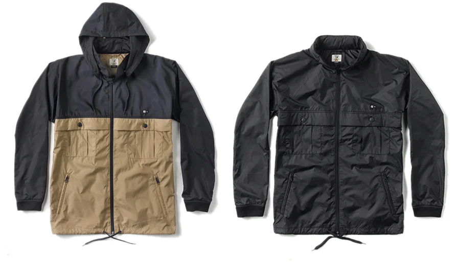  FOURSTAR® ISHOD TOUR JACKET&nbsp;-&nbsp; Ishod Wair Signature Collection. Poly windbreaker&nbsp; with &nbsp;tailored Dolman sleeve,&nbsp;collapsible hood&nbsp;  and bellowed&nbsp;pockets. Jacket packs into waist pocket.&nbsp;(shown in Navy/Khaki&nbs