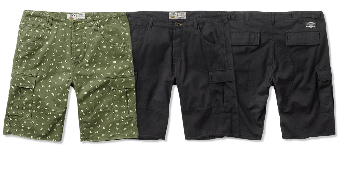  FOURSTAR® ANDERSON CARGO SHORT-&nbsp;Brian Anderson Signature Collection. 8 oz cotton twill with&nbsp;2% stretch. Enzyme washed. Traditional military cargo construction details throughout. (shown in Olive Bolts and Black) 
