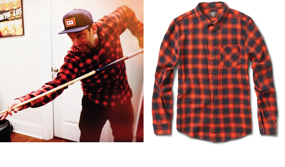  FOURSTAR® PETERBILT FLANNEL - Cotton herringbone flannel with custom tartan plaid and bias pocket. (shown in Cherry) [o] Eric Anthony 