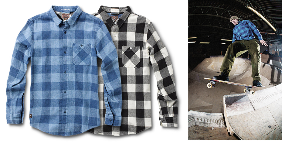  FOURSTAR® ISHOD BUFFALO FLANNEL -&nbsp;Ishod Wair Signature Collection. Cotton twill buffalo flannel with contrast interior yoke and bias pocket. (shown in Indigo and Ecru) [o] Ben Colen&nbsp; 