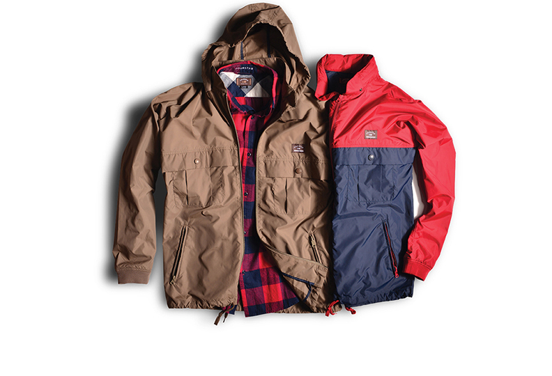  FOURSTAR® ISHOD TOUR JACKET&nbsp;-&nbsp; Ishod Wair Signature Collection. Poly windbreaker&nbsp; with &nbsp;tailored Dolman sleeve,&nbsp;collapsible hood&nbsp;  and pleated&nbsp;pockets. Jacket packs into waist pocket.&nbsp;(shown in Dark Putty &amp