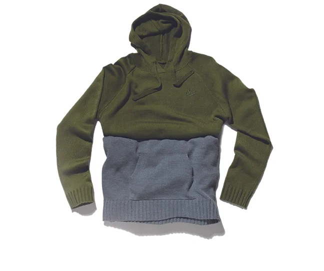  DVS LUXE® MARSHFIELD HOOD - Heavyweight 7-gauge sweater knit pullover with drawcords and kangaroo pocket. Logo embroidery at chest. (shown in Army and Grey Heather) 