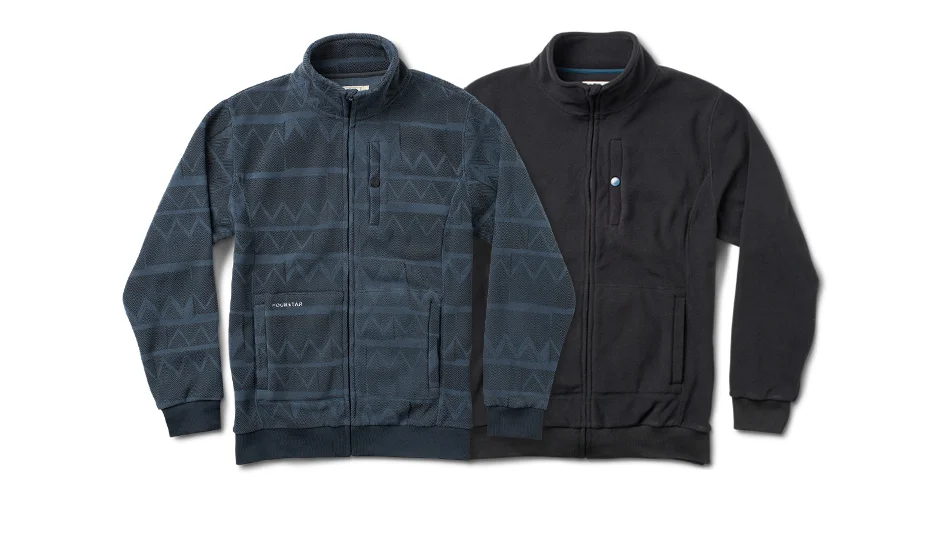  FOURSTAR® STATIC POLAR ZIP - 300 gram poly fleece full-zip with cadet collar, chest pocket and welt pockets. Custom shell print. (shown in Thundercloud Print and Black) 