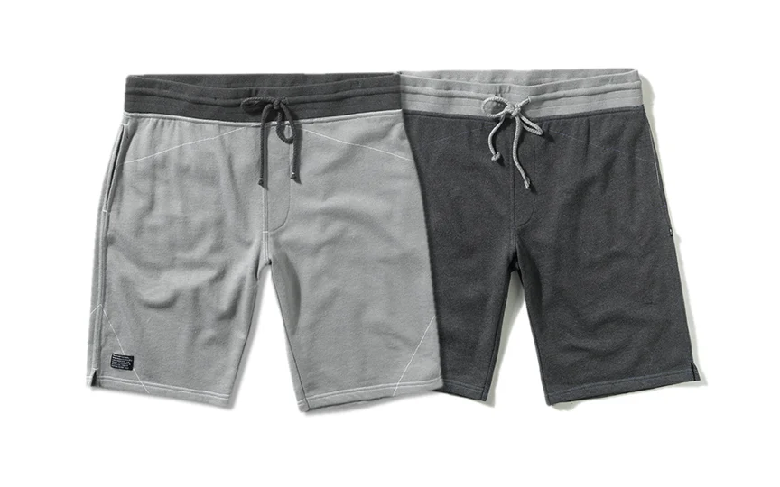  MATIX® GLADSTONE SHORT - Medium-weight french terry short with false fly,&nbsp;rib waistband and drawcord. On-seam pockets and topstitch details. (shown in Light Grey and Charcoal Heather) 