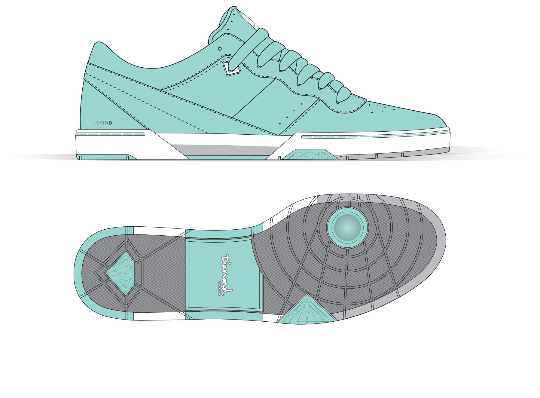  DIAMOND SUPPLY CO® SK8LIFE LOW - Clean-toe cup sole skate shoe in pig suede upper. Wavy eye-stay with pinked edge. EVA mid-sole.&nbsp;Diamond-shaped plastic eyelet.&nbsp;Perforated toe and waxed laces. (shown in Diamond Blue) 