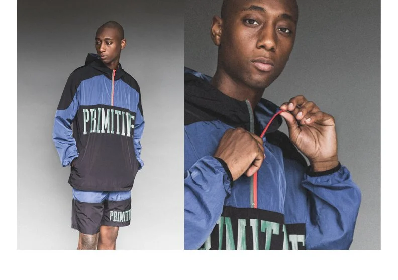  PRIMITIVE® Croydon Jacket - creped poly woven anorak with contoured shoulder overlays and two-tone zip. 