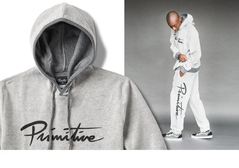  PRIMITIVE® Reverse Terry Sweatsuit - 330 gram cotton reverse terry set with contrast rib and hi-density logo prints.  