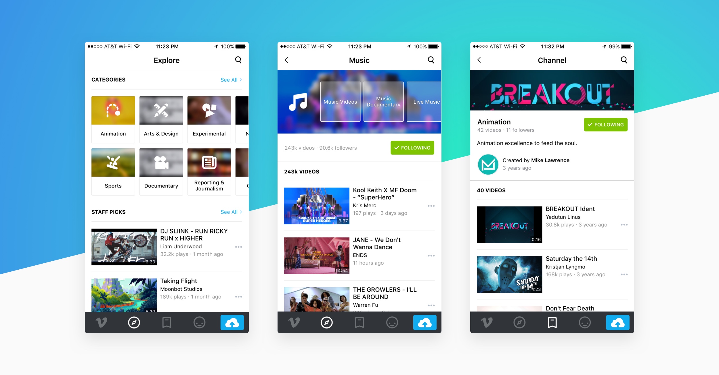 Fig 09. The Explore page makes browsing Staff Picks, Categories, and Channels super easy.