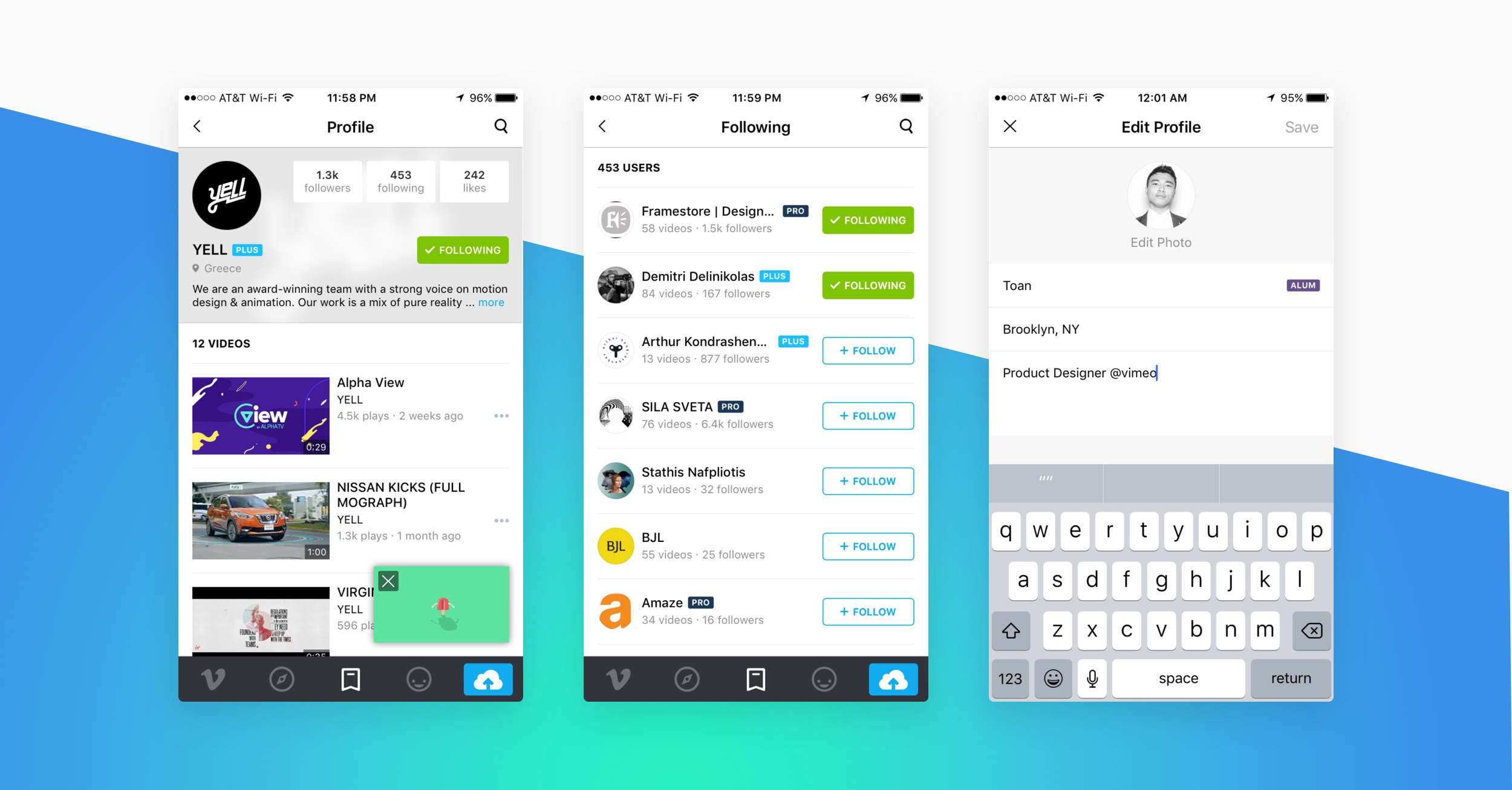 Fig 11. The new Profile allows creators to showcase their amazing videos to the world.