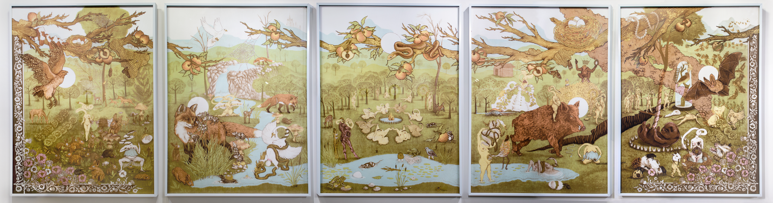A great Hope fell, You heard no noise, The Ruin was within, Oh cunning wreck that told no tale, And let no Witness in | 27.5x37" each/ 3x11' together | 5-Color/5-Run (2 Lithography + 3 Serigraphy) Print | 2018 | shop