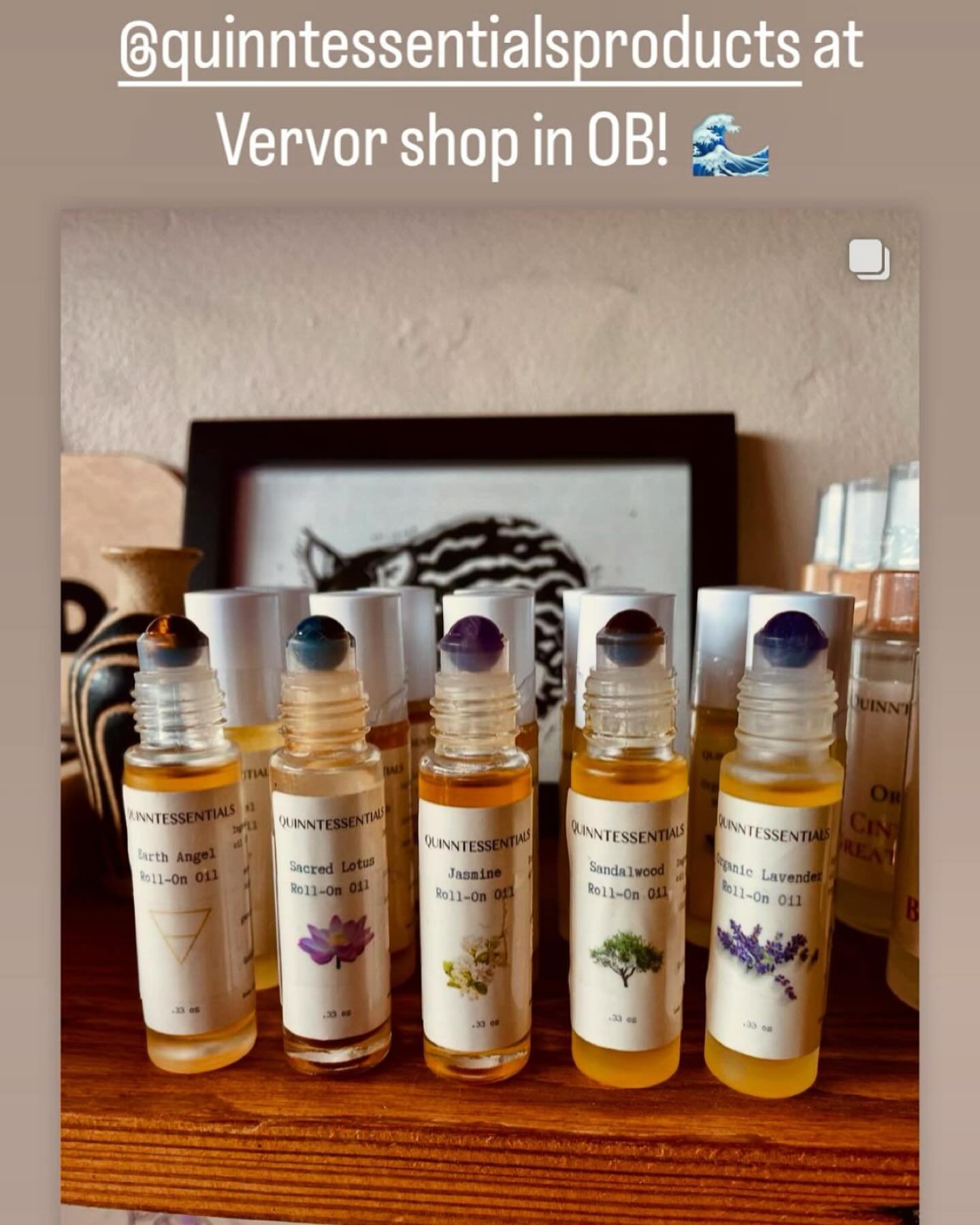 Stop by Vervor Shop in OB to smell the roll on oils by @quinntessentialsproducts 😍

#shoplocal #organicproducts #naturalbeautycare #rollonoils #crystalrollerballs #naturalbotanicals #quinntessentials #quinntessentialsproducts #oceanbeachcommunity