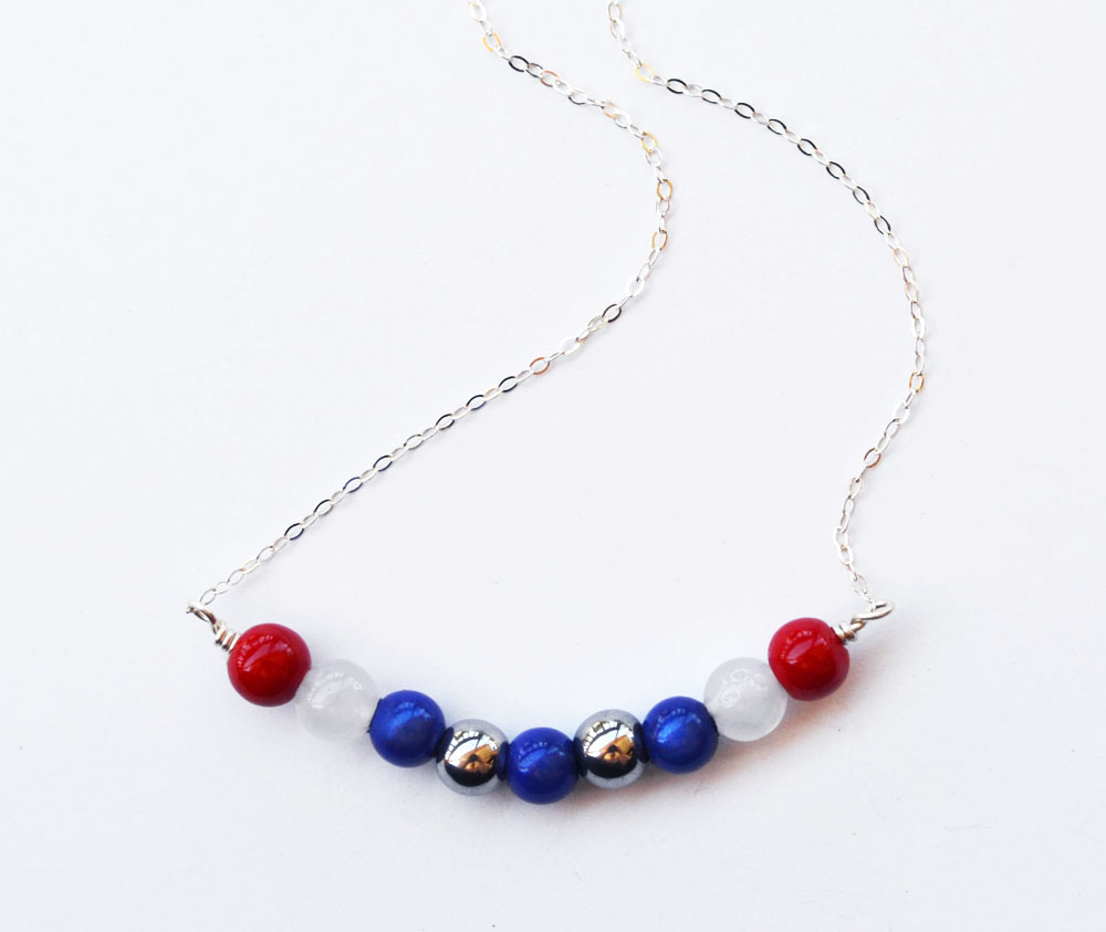 Red White Blue Secret Identity Beaded Necklace