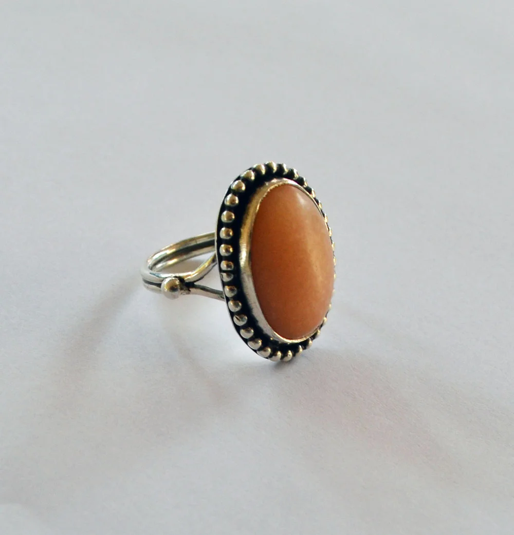 Sara - Peach Agate Ring