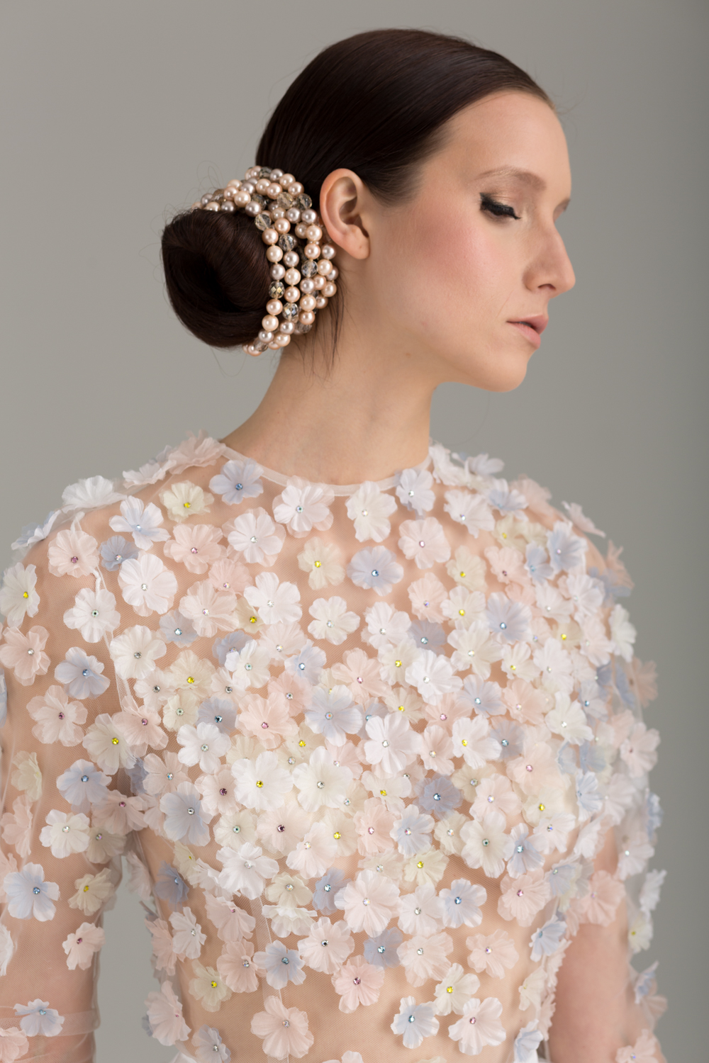    NKB17-81004    "Holly Flower" Mesh Top Embellished w/ Multi Colored Silk Hand-made Flowers &amp; Swarovski Crystals &amp;  NKB17-83007  "Princess Katherine " Tulle Skirt  