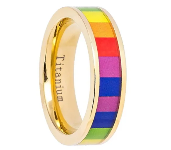 Rainbow Titanium Wedding Band by Lasercraftdesign on Etsy