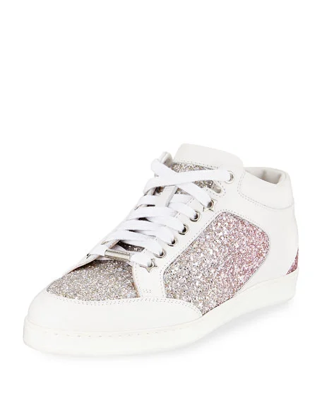 Jimmy Choo Miami Leather and Glitter Sneaker $595.00